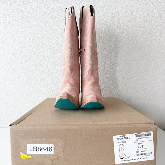 Lane Gallatin Womens Cowboy Boots 8.5 Pink Cowgirl Western Mid Calf Pointed Toe - Picture 10 of 11